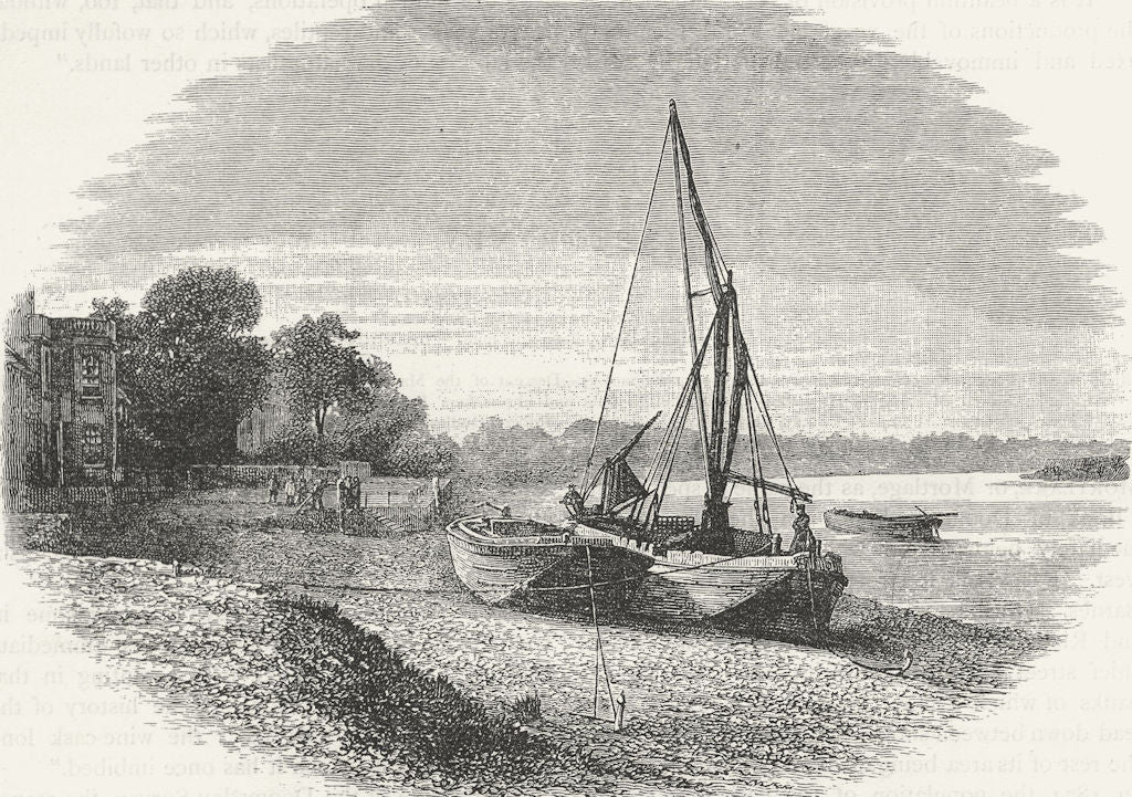 MORTLAKE. The Thames at Mortlake 1888 old antique vintage print picture